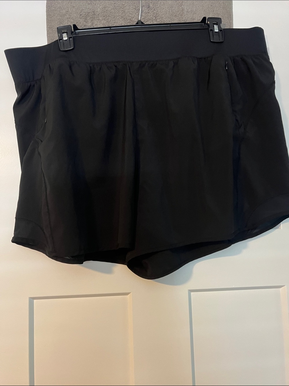 Women's Black Athletic Running Shorts with Elastic Waistband